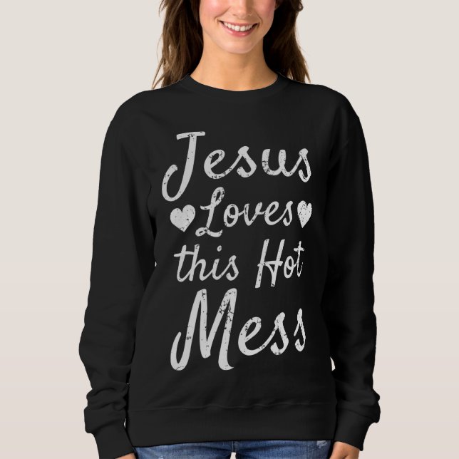 Moletom Engraçado Presente Cristão para Mulheres Jesus ama (Frente)