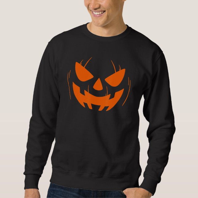 Moletom Engraçado Pumkin Rosto Laranja Assustador Hallowee (Frente)
