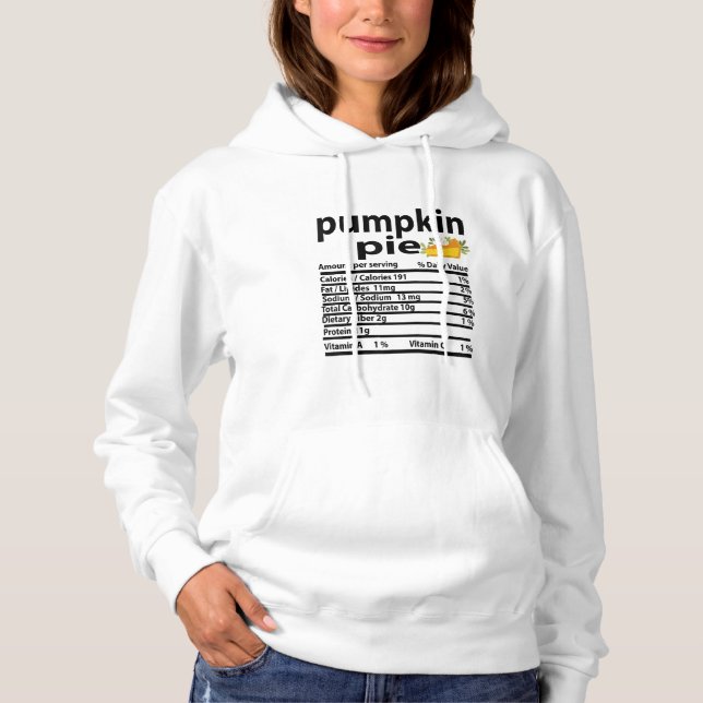Moletom Engraçado Pumpkin Pie Nutrition Fact para Ação de  (Frente)