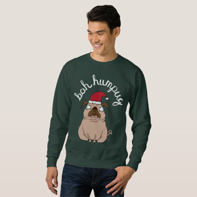 Moletom Engraçado Scrooge Pug Ugly Christmas Sweater (Frente Completa)