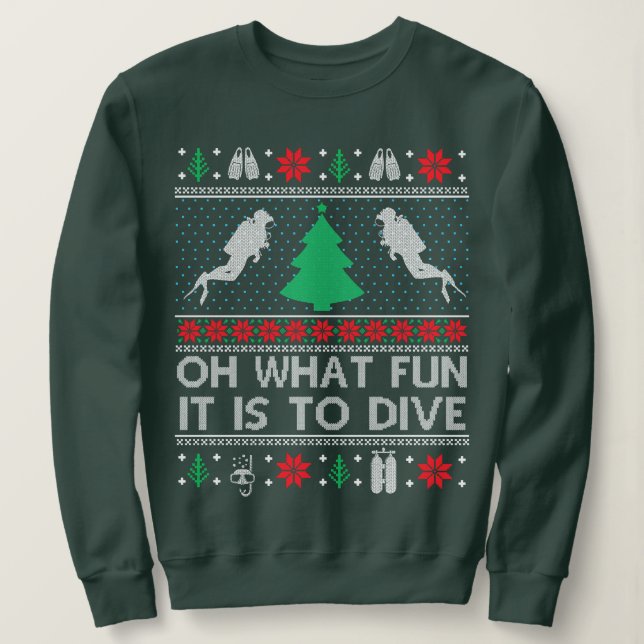 Moletom Engraçado Scuba Merging Diver Ugly Christmas Xmas (Frente do Design)