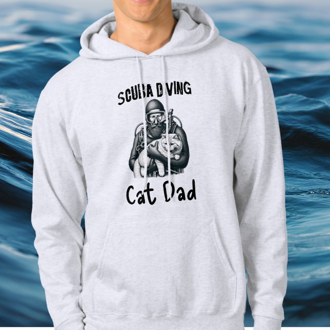 Moletom Engraçado Scuba Mergulhando Pai de Gato Preto em B (Designed with the Serious Diver and Cat Dad in Mind.)
