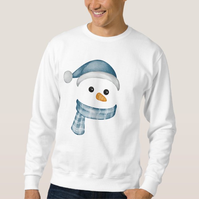 Moletom Engraçado Snowman Enfrenta Feliz Família de Natal  (Frente)