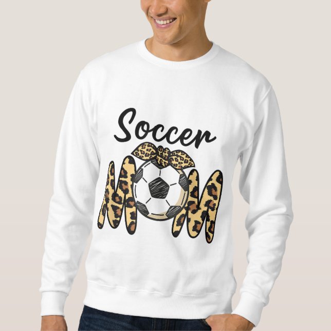 Moletom Engraçado Soccer Mãe Impressão Leopardo com arco (Frente)