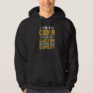 Moletom Engraçado, sou um Coder. Meu nível de sarcasmo dep