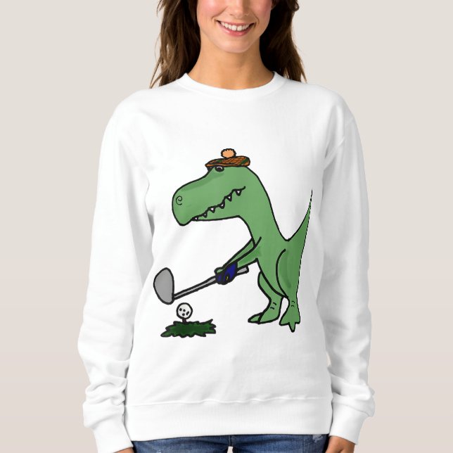 Moletom Engraçado T Rex Dinossaur Jogando Golfe (Frente)