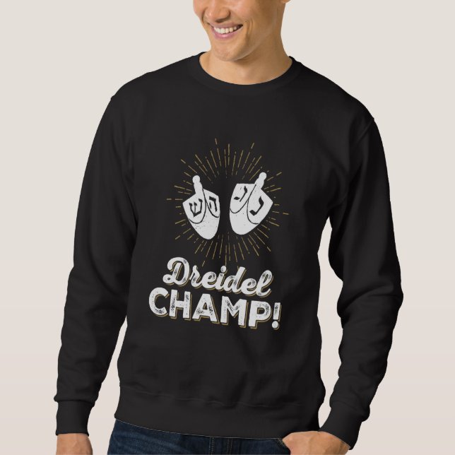 Moletom Engraçado Tshirt Judaica Dreidel Champ Cute Hanukk (Frente)