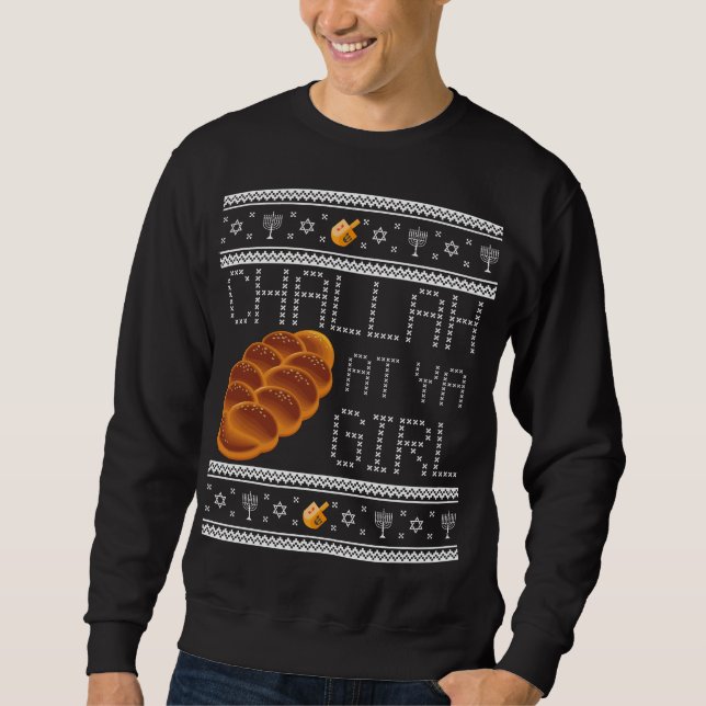 Moletom Engraçado Ugly Hanukkah Sweater Challah Na Ya Girl (Frente)