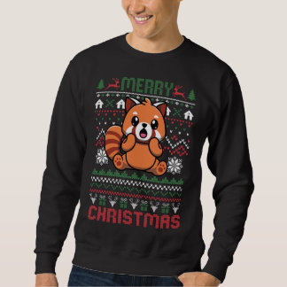 Moletom Engraçado Vermelho Panda Feia Luzes De Natal Suor