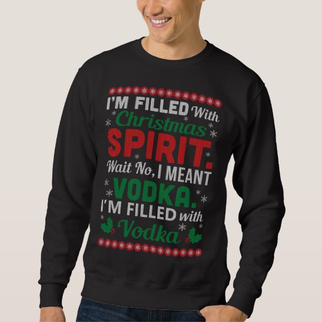 Moletom Engraçado Vodka Ugly Christmas Sweater (Frente)