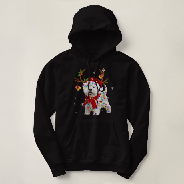 Moletom Engraçado Westie Christmas Tee Reindeer Christmas  (Frente do Design)