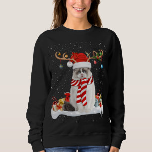 Moletom Engraçado Xmas Lighting Reindeer Santa Hat Ragdoll