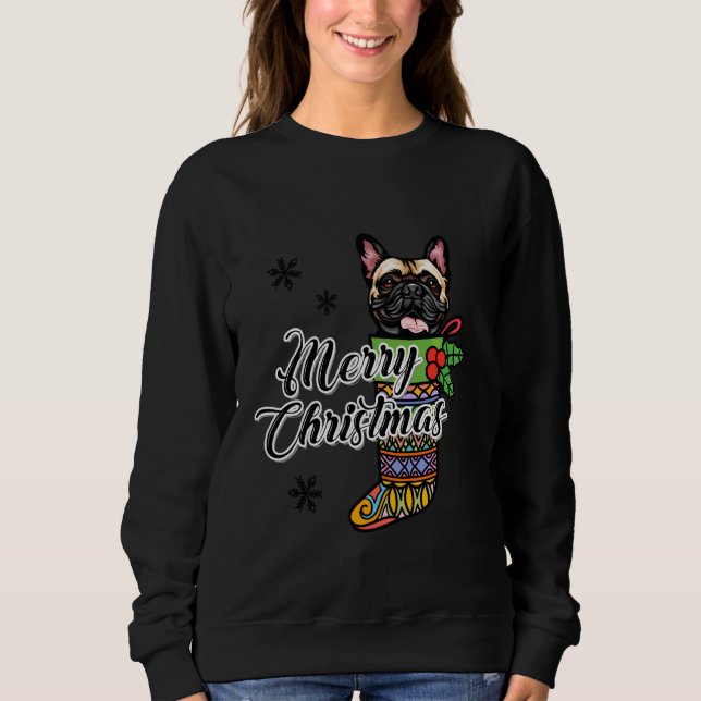 Moletom Engraçado Xmas Para Cachorro Feliz Natal O Buldogu (Frente)
