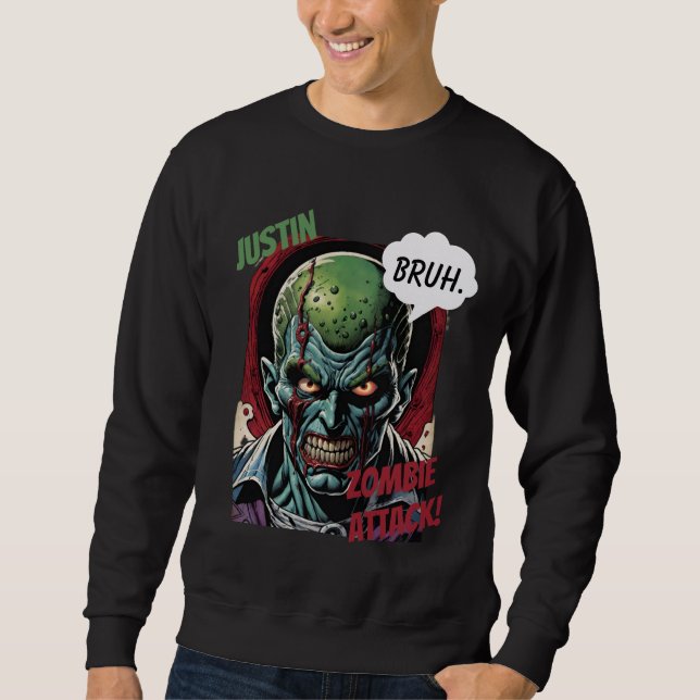 Moletom Engraçado Zombie Personalizado Nome Tee Legal Comi (Frente)