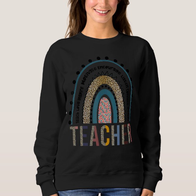 Moletom Ensinar Amor Inspire Lepard Boho Rainbow Teach (Frente)