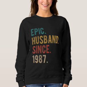 Moletom Epic Husband desde 1987 35º Aniversário de Casamen