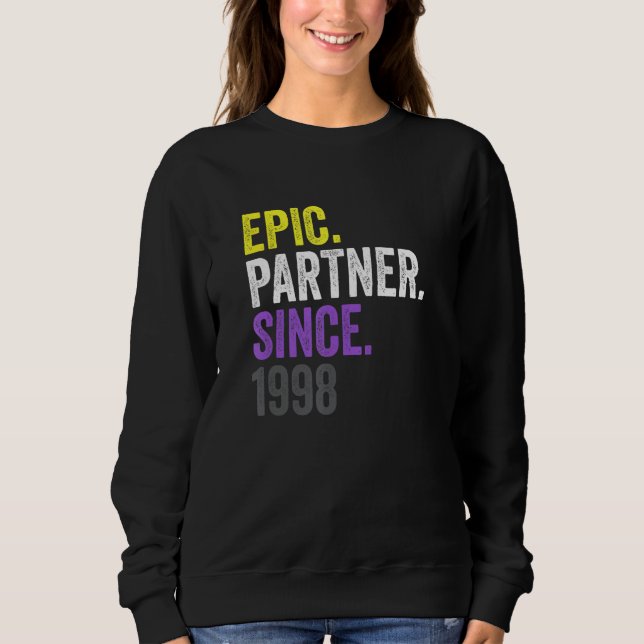 Moletom Epic Partner Since 1998 Anniversary Non Binary Pri (Frente)