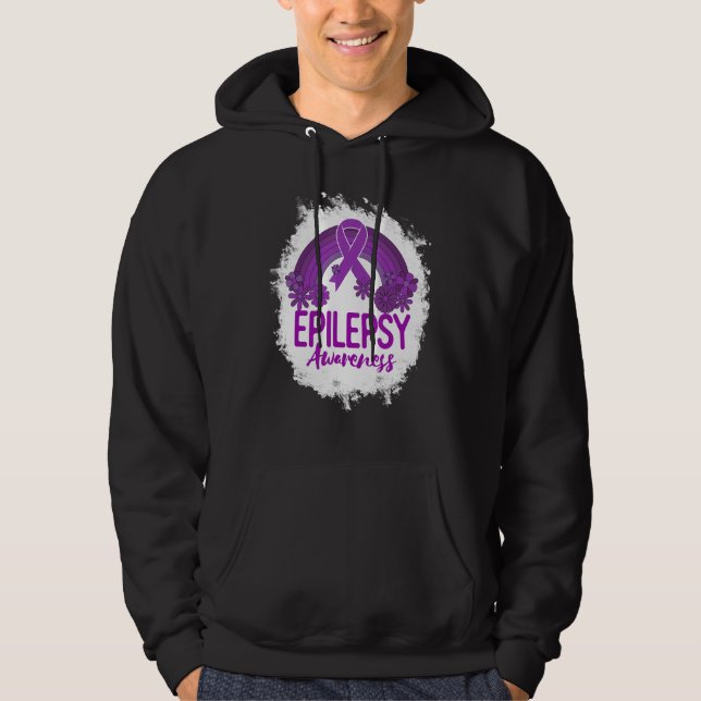 Moletom Epilepsy Awareness Bleached Rainbow Purple Ribbon (Frente)