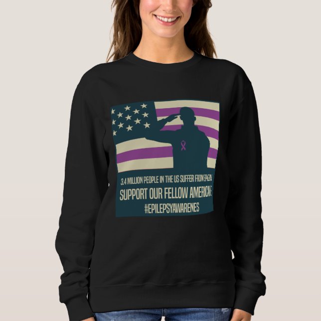 Moletom Epilepsy Awareness Day Support Fellow Americans (Frente)