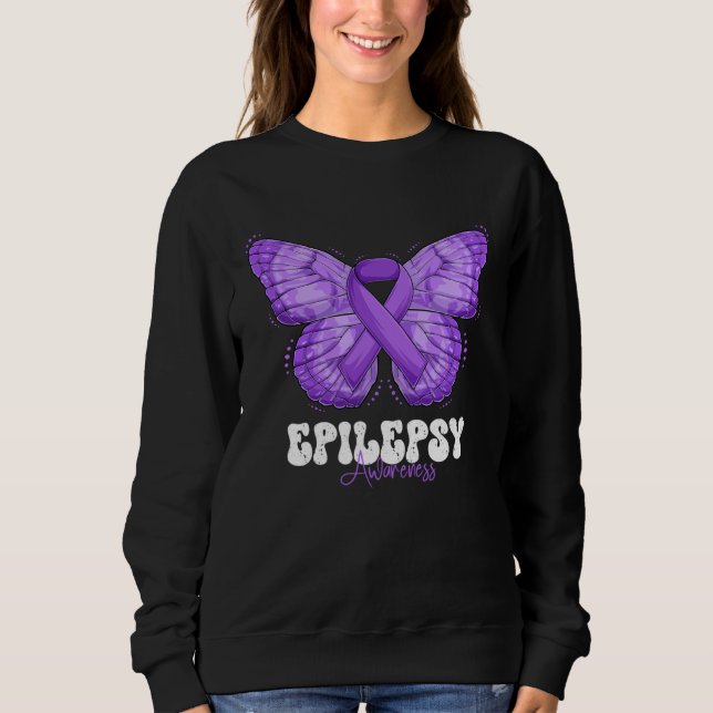 Moletom Epilepsy Awareness Month Purple Ribbon Butterfly (Frente)