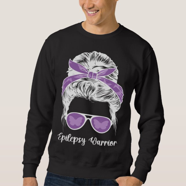 Moletom Epilepsy Warrior Messy Bun Epilepsy Awareness Mont (Frente)