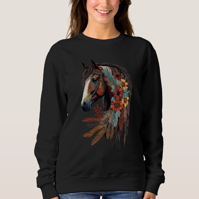 Moletom Equestrian Horse Girl Boho Western Cowgirl Horseba (Frente)