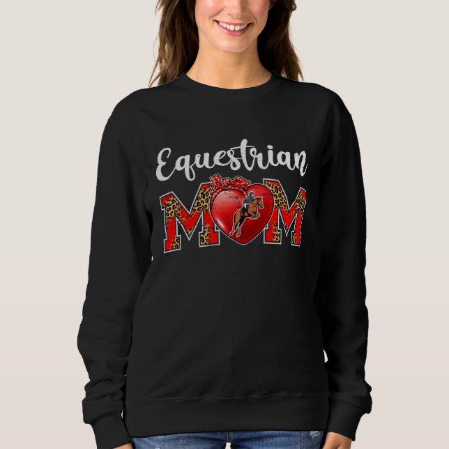 Moletom Equestrian Mom Leopard Game Day Mom Life Mother s  (Frente)