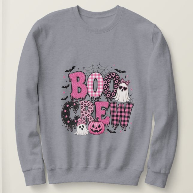 Moletom Equipe "Boo" rosa e fofa de Halloween (Frente do Design)
