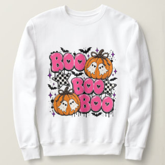 Moletom Equipe "Boo" rosa e fofa de Halloween