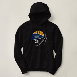 Moletom equipe de basquete de ouro azul personalizada em p