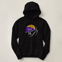 Moletom equipe de basquete de ouro roxo personalizada pret