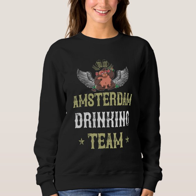 Moletom Equipe de Bebedeira de Amsterdã  Cerveja   Férias  (Frente)