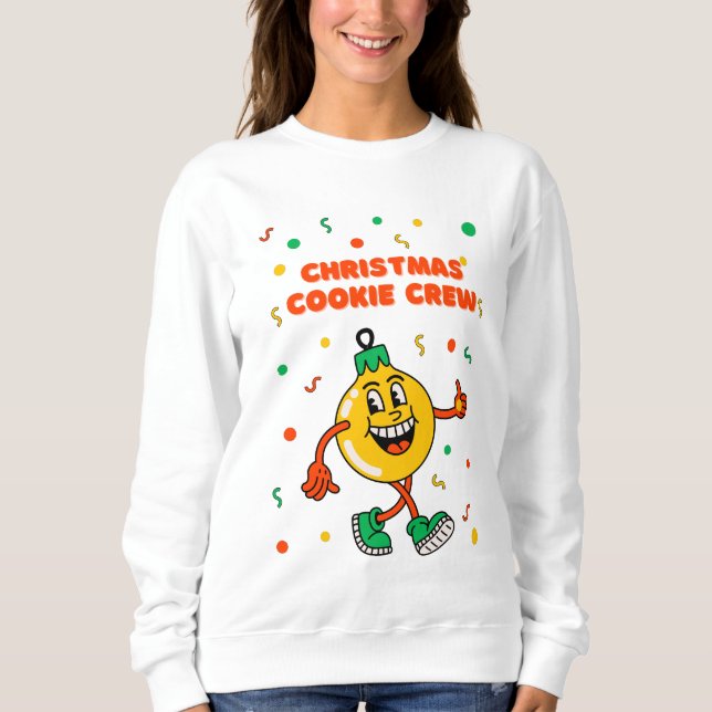 Moletom Equipe de Biscoito de Natal, Enfeite Amarelo, Suét (Frente)