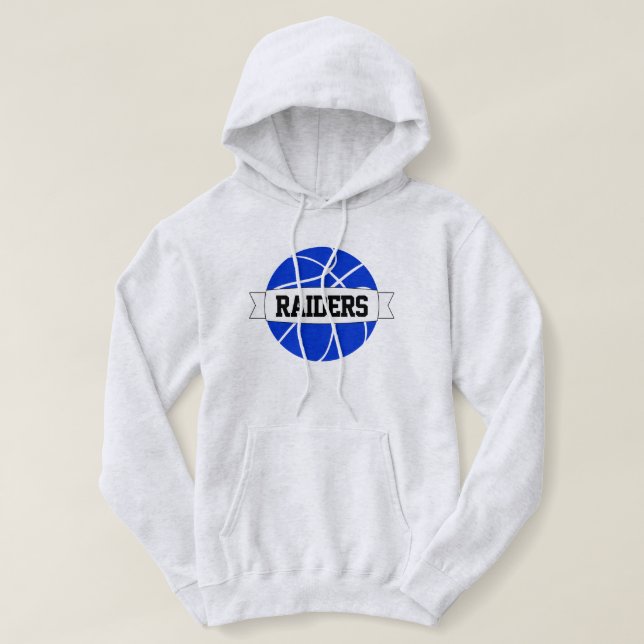 Moletom Equipe Personalizada de Basquete Azul, Nome do Jog (Frente do Design)