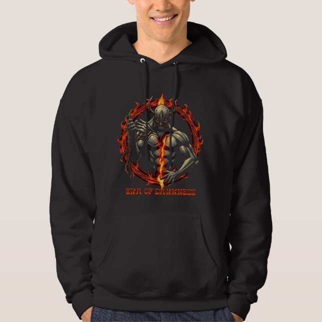 Moletom Era do Hoodie Escuro - Ember Ring Warrior Emblem (Frente)