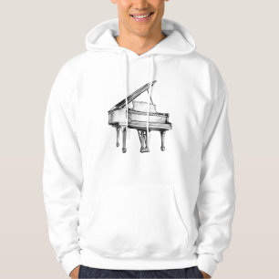 Moletom Esboço de Piano de Cauda Preto e Branco