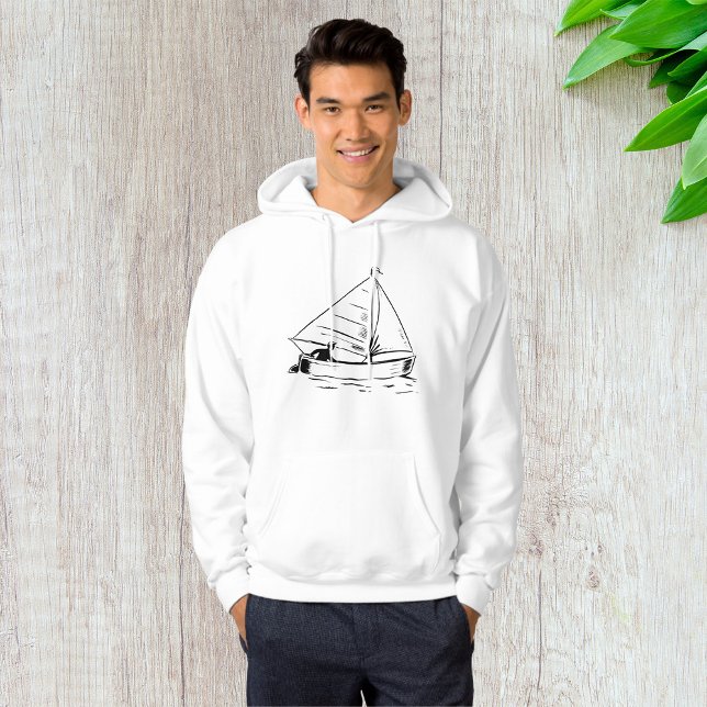 Moletom Esboço de veleiro náutico em tinta branca Oceano (Criador carregado)