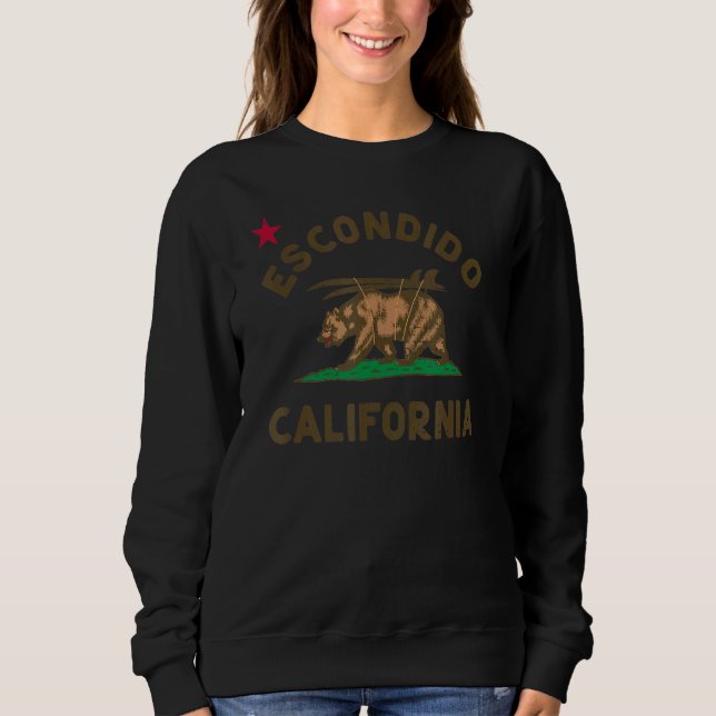 Moletom Escondido California Flag Bear Surf Ca Vinta (Frente)