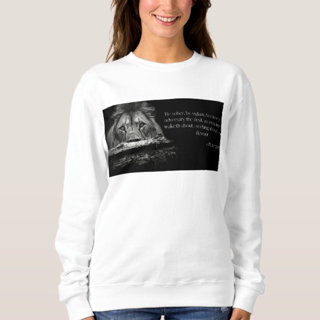 Moletom Escritura Versa bíblia 1 Peter 5:8 KJV Mulheres (Frente)