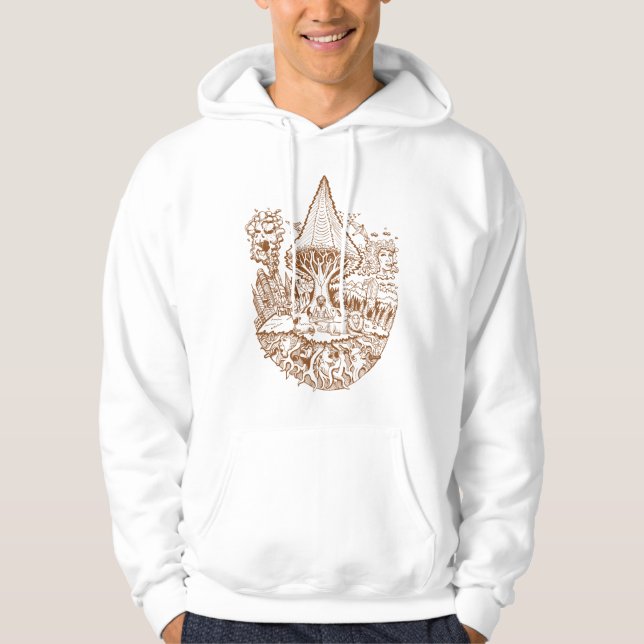 Moletom Escute o Hoodie da tinta de Brown das raizes (Frente)