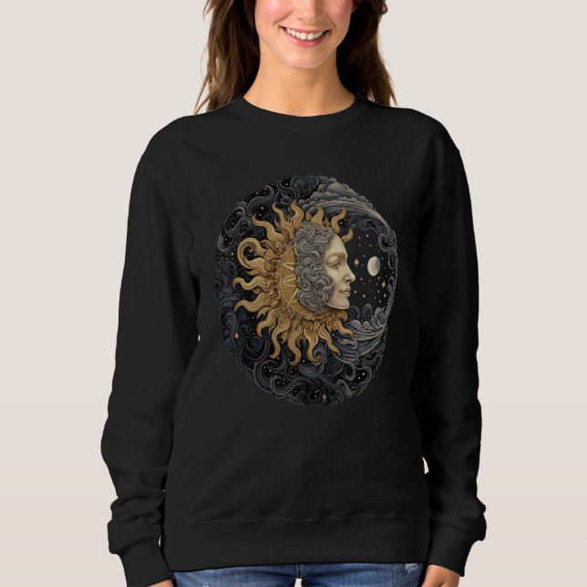 Moletom Espaço Celestial Sol Lua Boho Luna Solar Astronomi (Frente)
