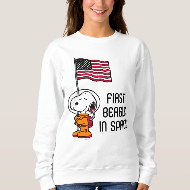 Moletom ESPAÇO | Snoopy Com Astronauta De Bandeira (Frente)