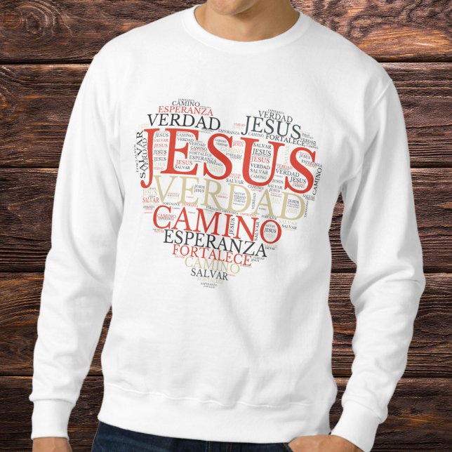Moletom Espanhol Cristão de Jesus e Coração de Fé (Criador carregado)