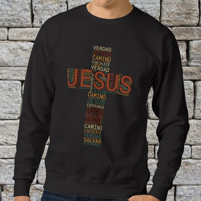 Moletom Espanhol Cristão de Jesus e Fé Cruz Masculina (Criador carregado)