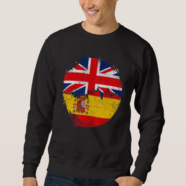 Moletom Espanhol Vintage com Raízes da Bandeira Britânica  (Frente)