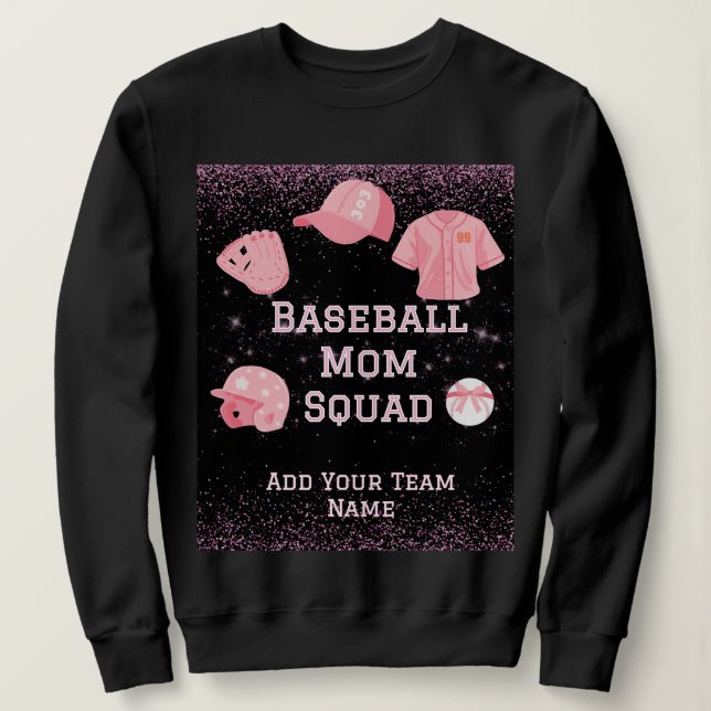 Moletom Esquadrão Personalizado de Mães de Beisebol, Númer (Frente do Design)