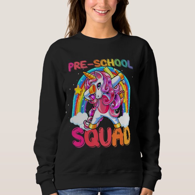Moletom Esquadrão Pré-Escolar Dabbing Unicorn volta para a (Frente)