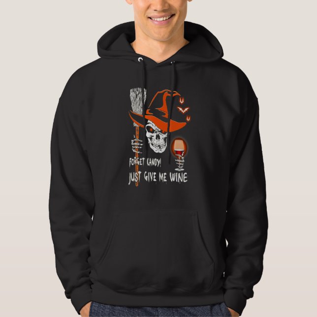 Moletom Esqueça o Doce, Me Dê Vinho Caveira Bruxa Hallowee (Frente)