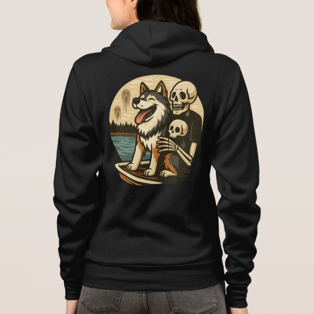 Moletom Esqueleto com Cachorro no Lago Assombrado Arte de  (Verso)