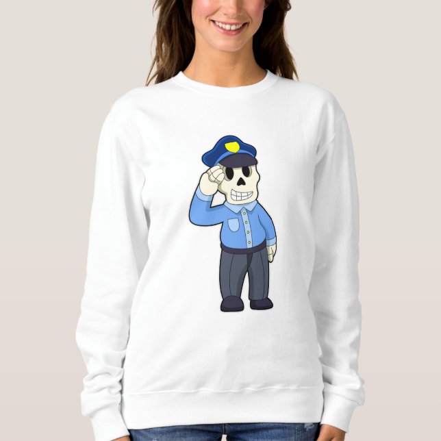 Moletom Esqueleto como agente da polícia com chapéu da pol (Frente)